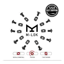 Ohhunt 10 комплектов стальной M-LOK t-гайка стандартный набор для замены винтов Аллен гаечный ключ для рельсовых секций (10 x винтов и 10 x гаек)