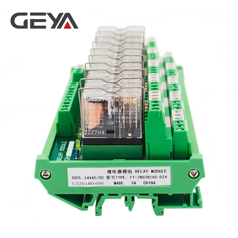 GEYA 2NG2R DPDT реле 10 каналов Omron релейный модуль 2NO 2NC штепсельное реле 12 в 24 В