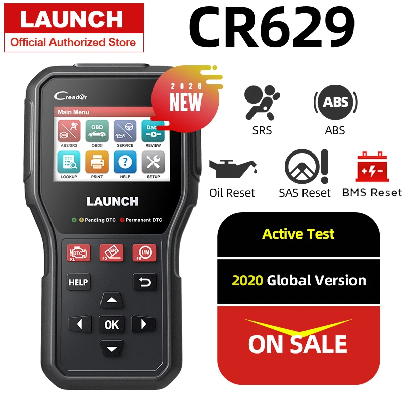 Новый launch cr629 obd2 сканер abs srs считыватель кодов obd 2 Автосканер активный тест obdii