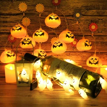 

10LED Pumpkin String Light Halloween Skull DIY String Battery led Garland Halloween Party Wedding Lighting 1.5M LED Bubble Ball
