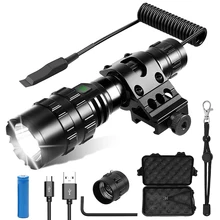 

1600 Lumen Tactical Flashlight Outdoor Hunting Weapon Gun Light with Offset Picatinny Rail Mount Pressure Switch