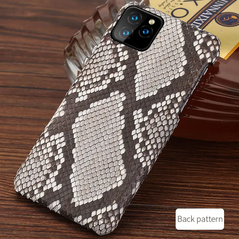 Back grain Чехол для телефона из натуральной кожи питона для iPhone 11 11 Pro 11 Pro Max X XS xsmax XR 5s se 5 6 6s 7 8 plus Роскошный чехол из змеиной кожи - Цвет: Back grain