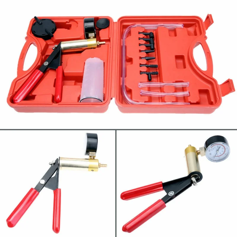 Hand Vacuum Pump Held Brake Bleeder Tester Set Bleed Car Motorbike Bleeding Kit