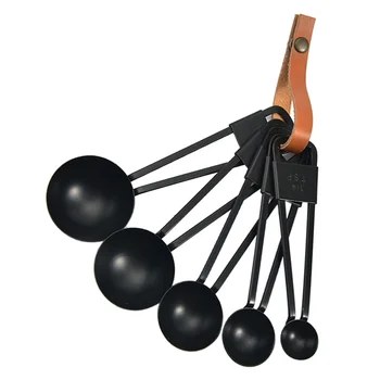 

5 pcs Measuring Spoons Set Black Nesting Kitchen Stainless Steel Measure Spoon Kit for Spice Powder