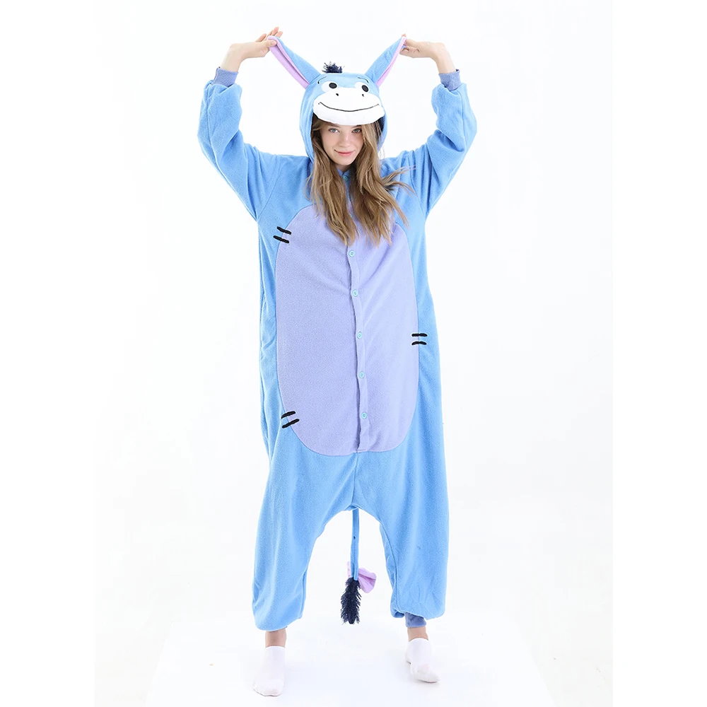 

Kigurumi Onesie Eeyore Donkey Adult Man Women Animal Pajamas Suit Fleece Warm Soft Sleepwear Onepiece Winter Jumpsuit