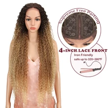 Magic 38“Inch Kinky Curly Wigs Long Synthetic Lace Front WIgs For Black Women Ombre Blonde Heat Resistant Hair High Temperature