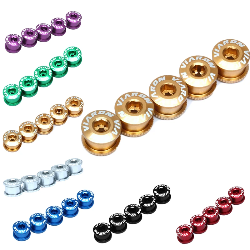 5pcs Chainring Screw Bicycle DIY Parts Rust Proof Aluminum Alloy Mountain Cycling Chainwheel