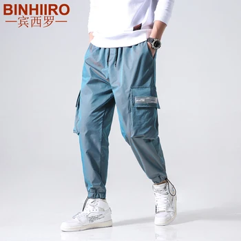 

Spring Hip-Hop Cargo Pants Light Breathable Loose Casual Pants 2020 New Multi-Pocket Beam feet Thin Solid color Harem pants Male