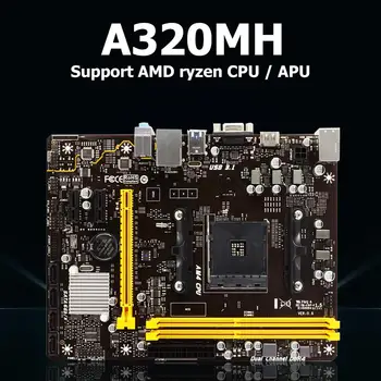 

A320MH Motherboard Chip AMD A320 Socket AM4 Dual Channel DDR4 DIMM Micro ATX Mainboard Support for AMD Ryzen