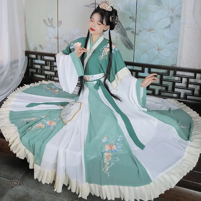 Китайское платье Ming Hanfu традиционный Древний костюм народный танец представление династии классическая одежда 6 м маятник DL4987