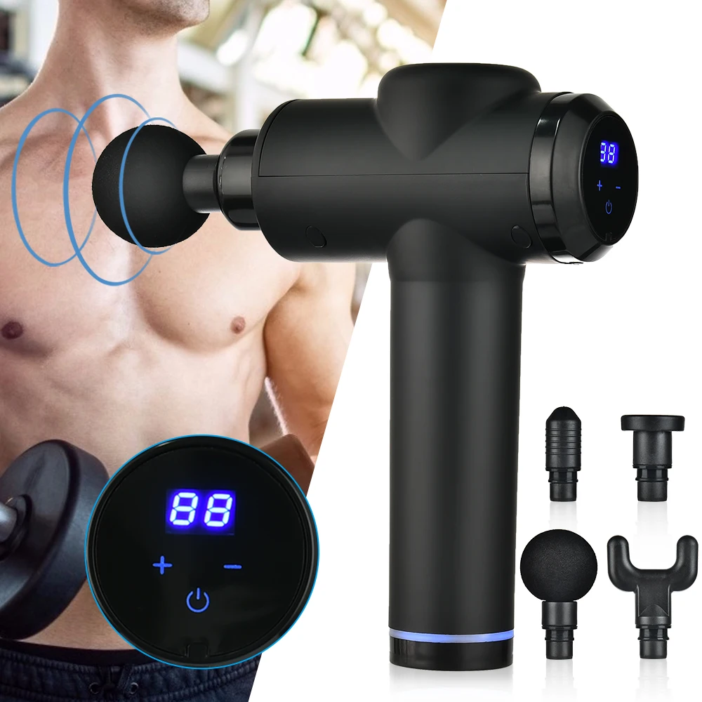 LCD Display Massage Gun Deep Muscle Massager Muscle Pain Body Neck Massage Exercising Relaxation Slimming Shaping Pain Relief