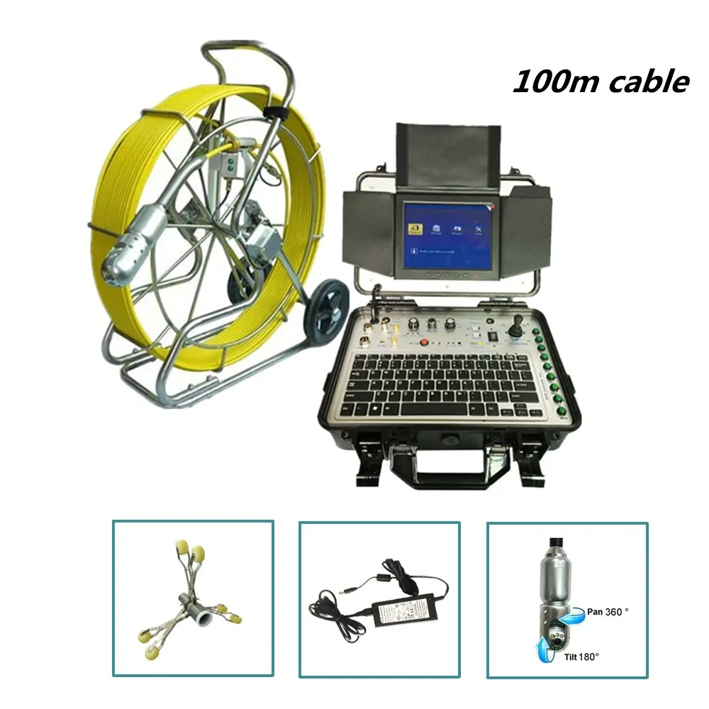 Скважинной трубы канализации Инспекционная камера, водонепроницаемая, с высоким разрешением HD DVR 100 м Dia.9mm кабель 360 градусов вращение видео