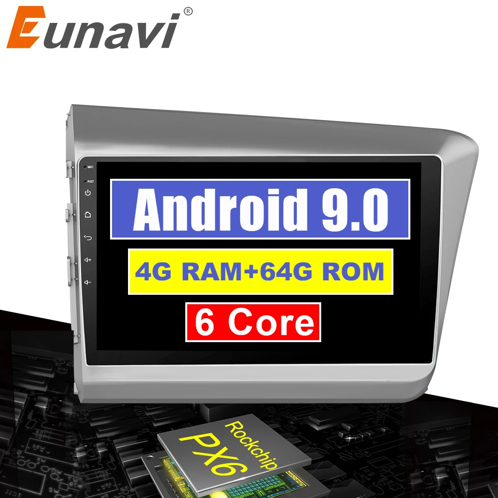 

Eunavi 4G+64G Android 9.0 4G Car Radio Multimedia Video Player Navigation GPS For Honda Civic 2012-2015 2 din dvd raido PX6