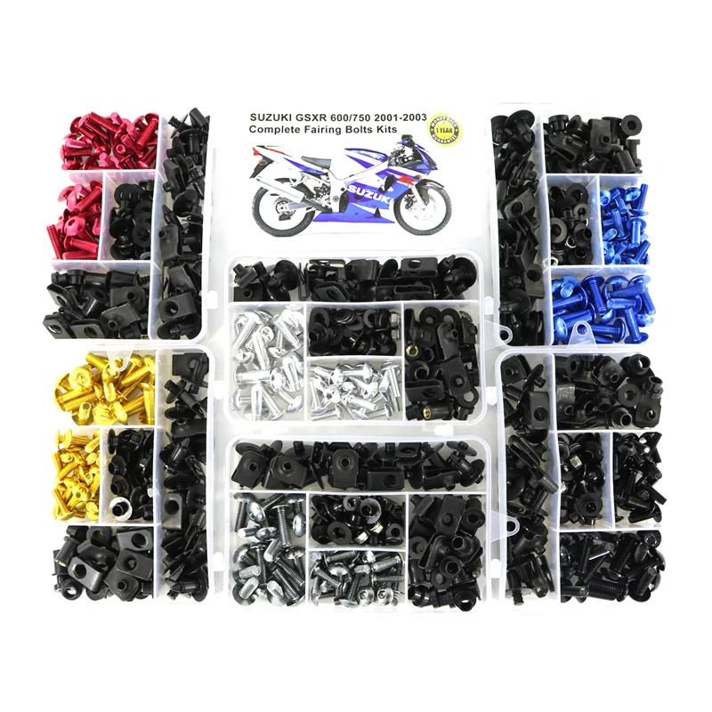 Fit For Suzuki GSXR600 GSXR750 2001 2002 2003 CNC Complete Full Fairing Bolts Kit Screws Clips Nuts GSXR 600 750 | Автомобили и