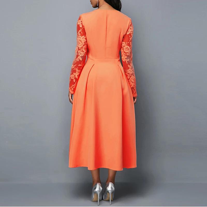 Elegant Square Collar Long Sleeve Maxi Dress 2