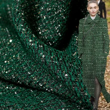 Ткань Франция зеленый блёстки Твид ткани осенний пиджак платье костюмы материалы для одежды швейная ткань метр