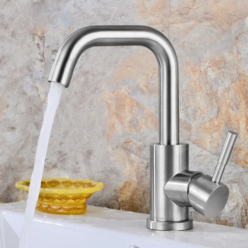 

304 Stainless Steel Wash Basin Hot And Cold Faucet Toilet Bathroom Ark Mixing Faucet