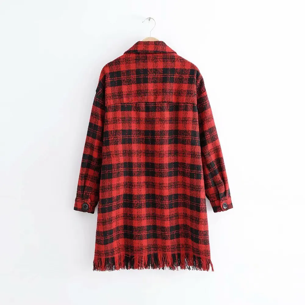 New arrival Ms XE75 European and American wind new plaid tassel soft coat