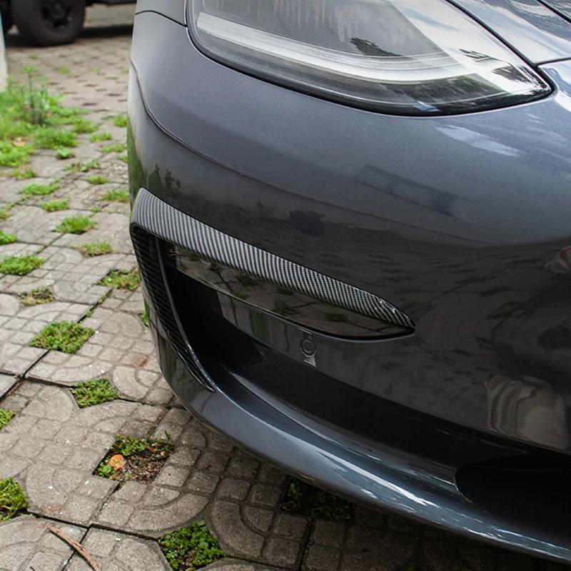 ABS передняя противотуманная фара бровь ветер нож рамка украшение крышка отделка углеродного волокна стиль для Tesla модель 3