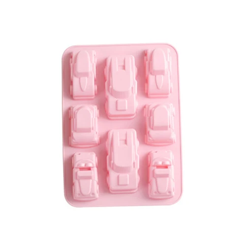 New Car Silicone Cake Mold Large 6 Cavity Car Modeling Silicone Mold DIY Kitchen Baking Tools Ice Grid Mold Easy Release - Цвет: Розовый