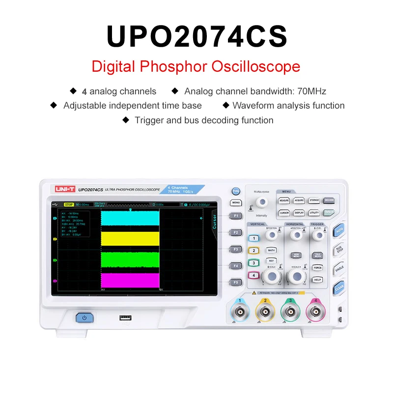 

UNI-T UPO2074CS 8 Inches Digital Oscilloscope TFT LCD USB LAN Interface Ultra Phosphor Oscilloscope 4 CHANNELS 70 MHz