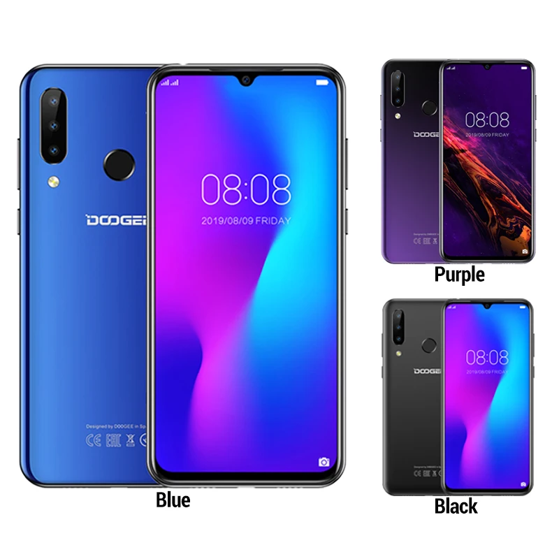 DOOGEE N20 N 20 6,3 дюймов FHD+ мобильный телефон 4 Гб 64 Гб MT6763 Восьмиядерный мобильный телефон 4350 мАч 16 Мп+ 8 Мп+ 8 Мп Тройная камера 4G смартфон
