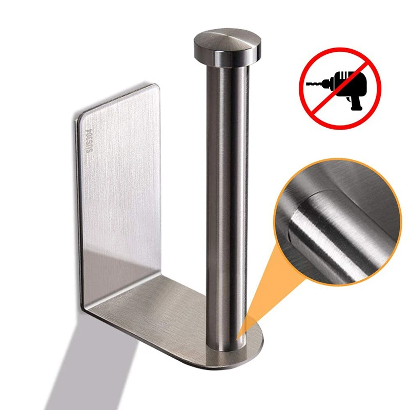 Новинка-держатель для туалетной бумаги, самоклеющийся нержавеющий стальной рулонный держатель туалетной бумаги, не сверлильный дизайн легко установить, т