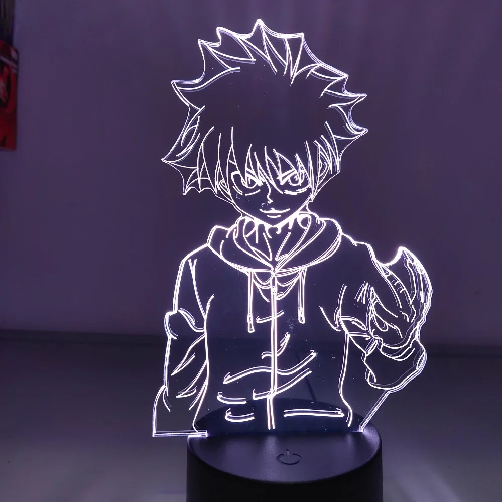 Hunter X Hunter Killua Figure Anime 3d Light Colors Change LED Night Light 3d Vision Lamp for Children Kids Room Lamp Toys Gift