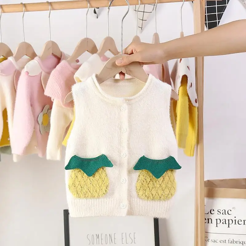 

2019 New Products Autumn And Winter Versatile Girls Fashion Fanshui Mink Cashmere Sleeveless Crew Neck Sweater Hot Sales