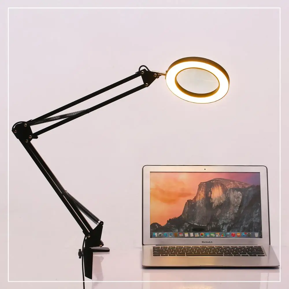 LED LIGHT LAMP MAGNIFIER MAGNIFYING TABLE DESK BENCH UP CLAMP CLIP TO 2" THICK 