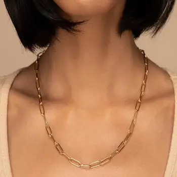 

New Punk Fashion Women Multilayer Rectangle Link Chain Choker Necklace Statement Hip Hop Jewelry Gift