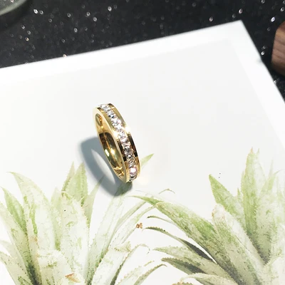 gold Yun ruo Роскошные паве Циркон с украшением в виде кристаллов кольцо из розового золота Цвет подарок на день рождения Женская мода Титан Сталь ювелирных изделий никогда не увядает Прямая поставка - Цвет основного камня: gold