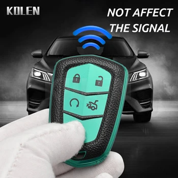 TPU Leather Type Car Key Case Cover For Cadillac ESV Escalade CTS XTS SRX ATS CT5 XT5 XT6 CT6 Protector Shell Fob Accessories - TPU Leather Type Car Key Case Cover For Cadillac ESV Escalade CTS XTS SRX ATS