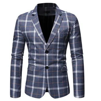 

Blue Mens suit jacket Single-Breasted Striped Plaid Blazer Business Casual Jackets & Coats Gray size S M L XL XXL XXXL
