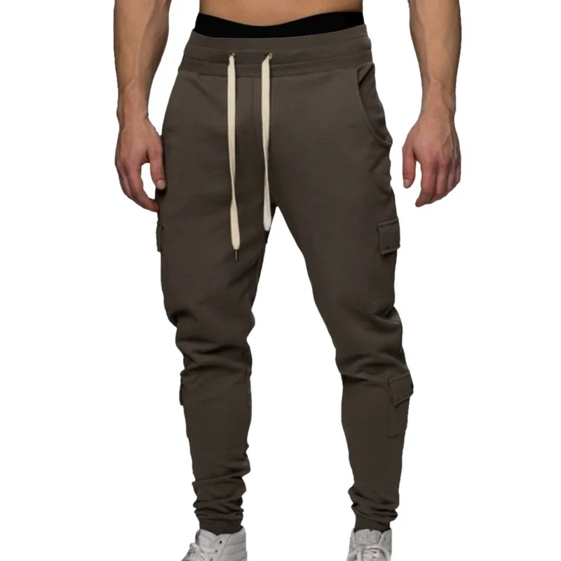 Army Green Новые мужские модные тренировочные брюки повседневные спортивные узкие брюки эластичные брюки высококачественные хлопковые брюки - Цвет: Army Green