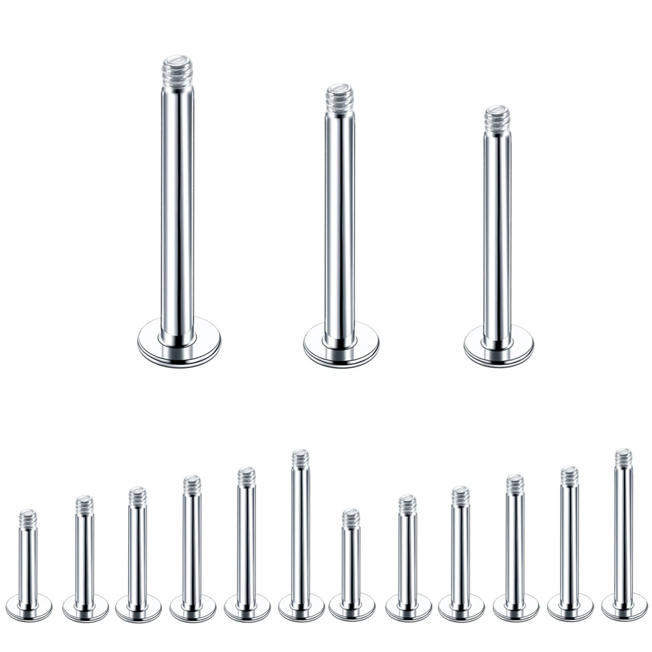 Steel labret bar parts screw thread head 16G 14G labret post barbells only for lip piercing earring stud body jewelry 100Pcs/lot piercing jewelry body piercing earrings ear piercing jewelry metal jewelry body piercing jewelry body jewelry