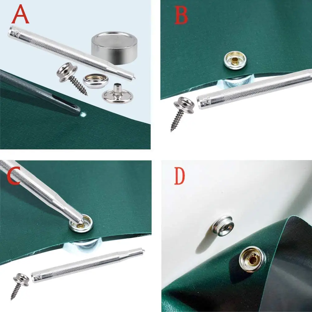 30/150 Pieces Stainless Steel Marine Grade Canvas and Upholstery Boat Cover Snap Button Fastener Kit 15mm Screws Snaps with tool 5
