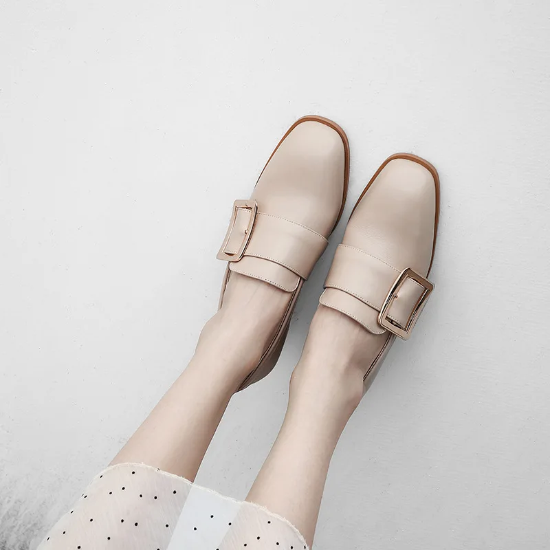 

2019 Spring New Style Hot Sales Genuine Leather Metal Square Buckle Casual Square Head Off-white Versatile Shoes Belt Buckle Fla