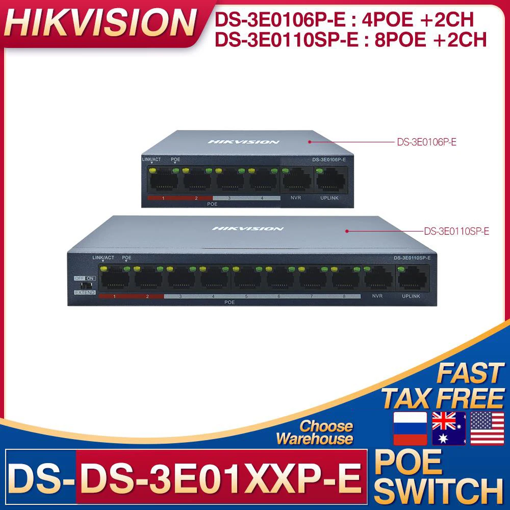 Hikvision DS 3E0106P E (4POE+2CH) DS 3E010SP E (8POE+2CH) POE Switch