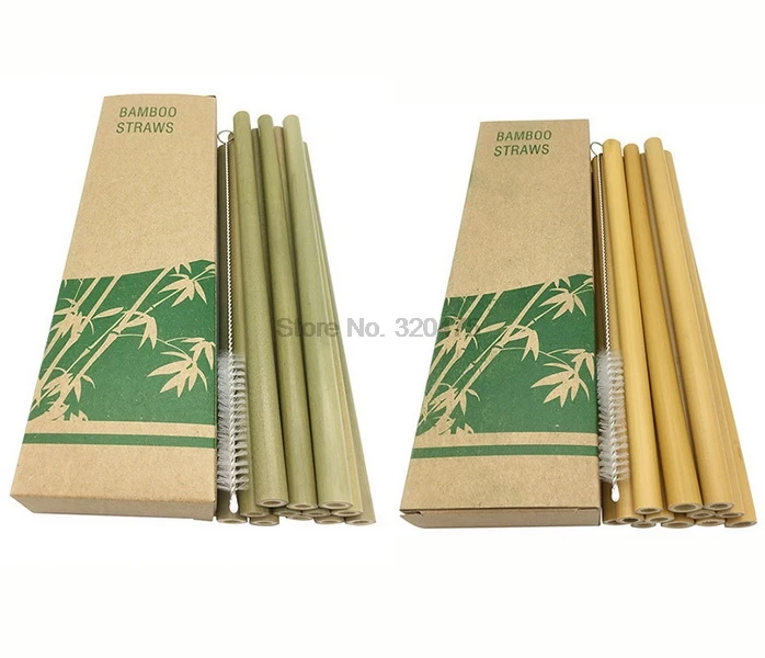 DHL 200set 12pcs/set+brush+box Bamboo Drinking Straws Reusable Eco-Friendly Party Kitchen + Clean Brush | Дом и сад