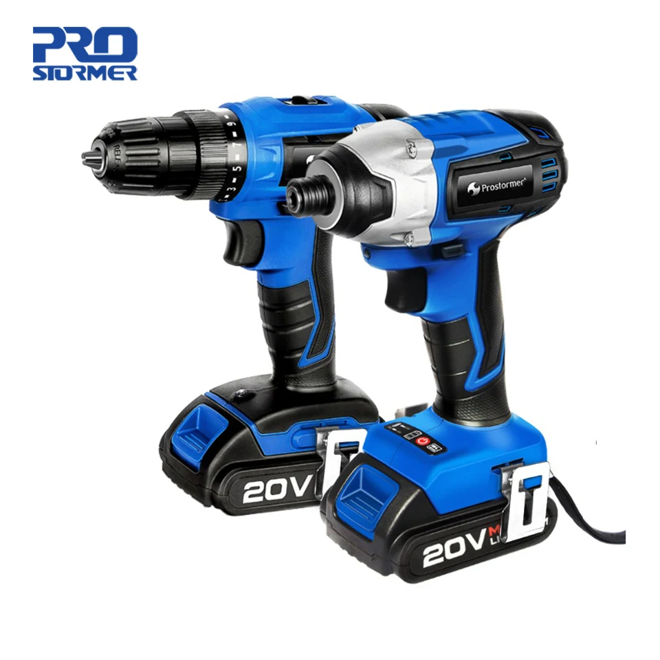 

PROSTORMER 20V Mini Drill Electric Cordless Drill with Platic Box Impact Drill Wireless Rechargeable Screwdriver for Woodworking