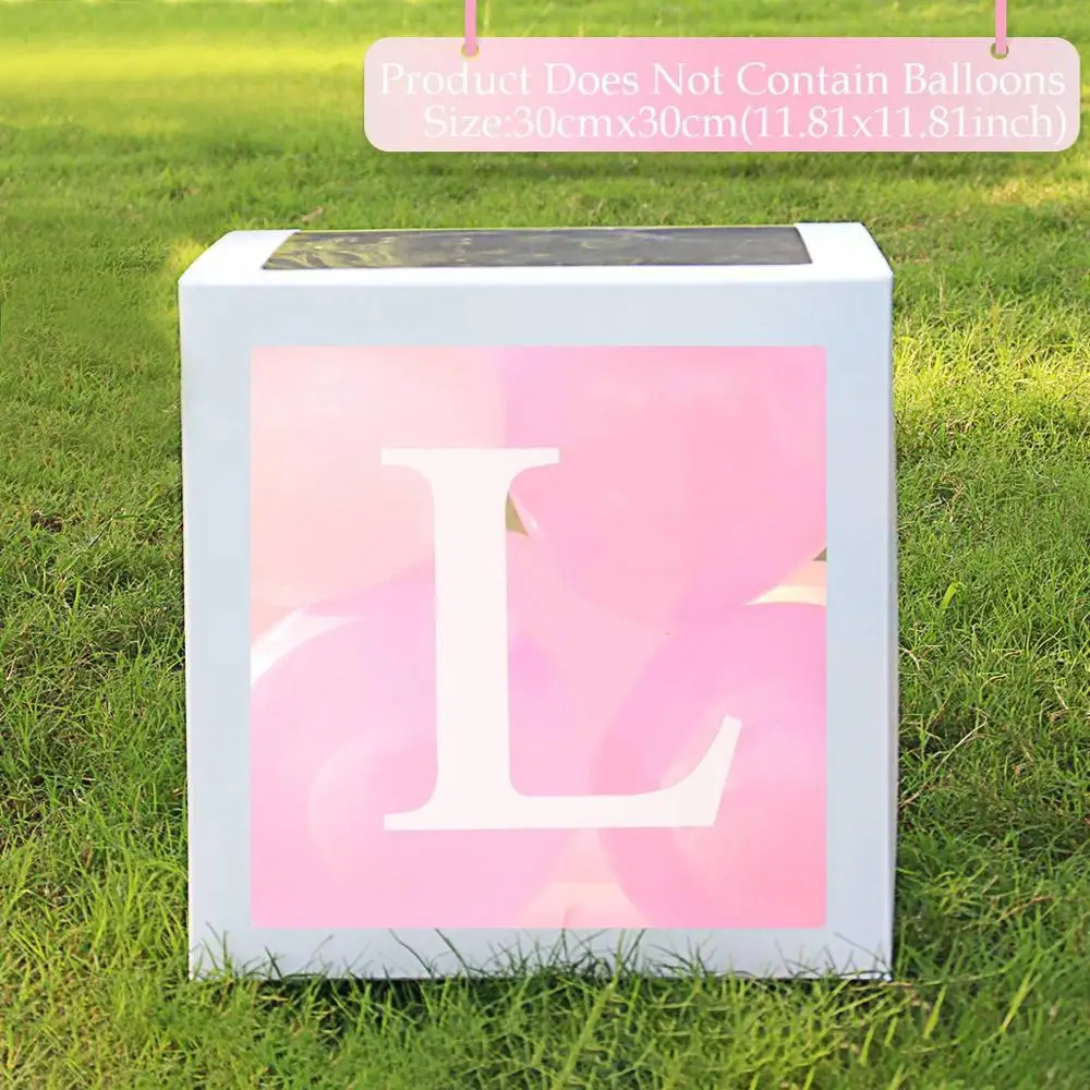 QIFU прозрачная коробка с алфавитом для маленьких мальчиков и девочек, украшения для крещения, вечеринки в честь первого дня рождения, вечерние принадлежности для малышей - Цвет: Letter box L