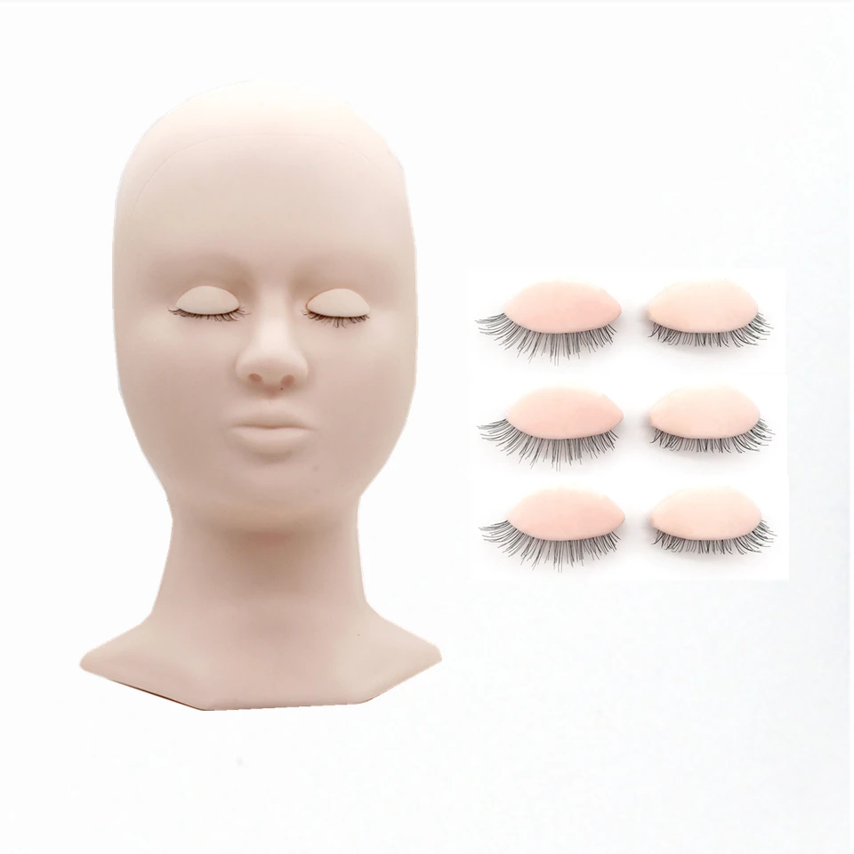 

Professional Silicone Training Mannequin Head Replaceable Eyelids Mannequin Head Makeup Practice False Lash Extension Tools