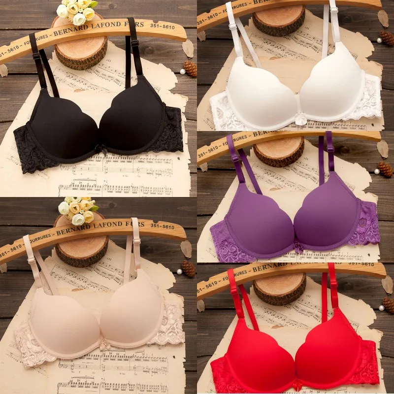 

Glossy Lace Jacquard Stitching Solid Color Deep V Underwire Gathered Bra 3/4 Cup Adjustable Shoulder Strap Back Closure Bra!!