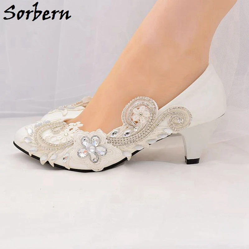 Sorbern Crystals Kitten Heel Pump Shoes Wedding Shoes Bride 1cm 4 5cm 8cm Heel Height Size 9 5 Bridesmaid Pump Shoe Lady Women S Pumps Aliexpress