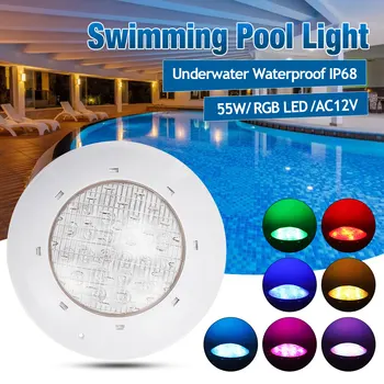 

AC12V 55W RGB LED Swimming Pool Light with Remoe Control Waterproof IP68 Outdoor Underwater Lamp