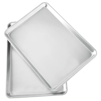 

Aluminum Rectangular Baking Tray,Cake Baking Tray Cookie Shelf Baking Tray,Baking Tray (2 Pack), Silver