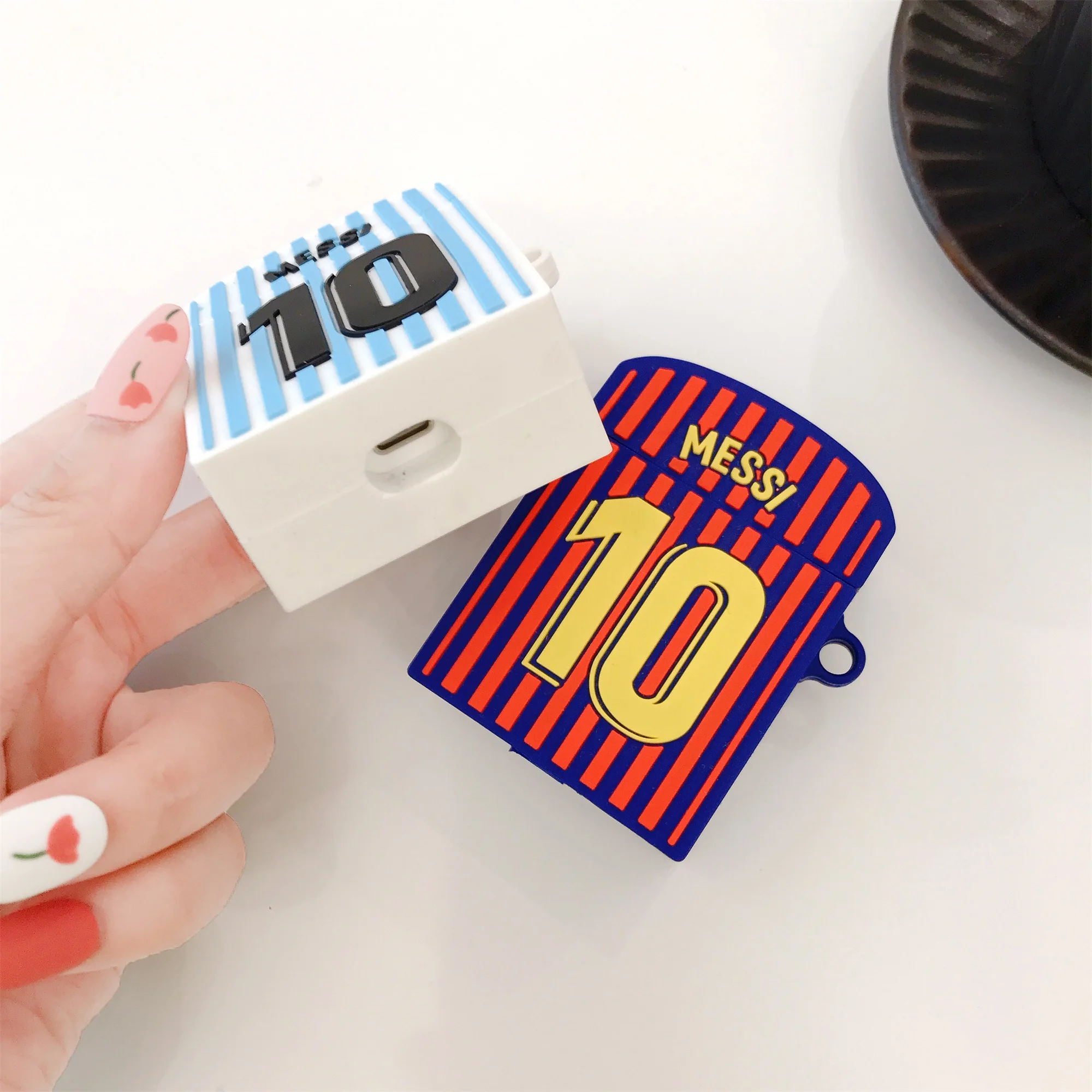 Messi 10 Футбол Airpod для Apple iPhone Airpod защитный чехол Противоскользящий брелок беспроводной наушник противоударные крышки