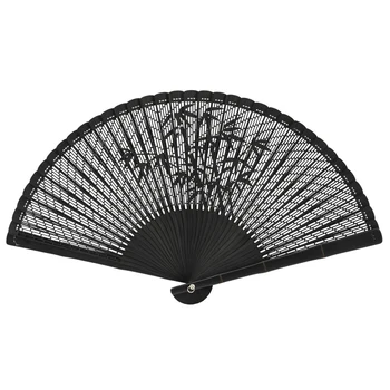 

1 Pcs Black Folk Bamboo Joint Leaf Carved Folding Hand Fan Wedding Gift Black Dance Performance Fan Special Commemorative Gift