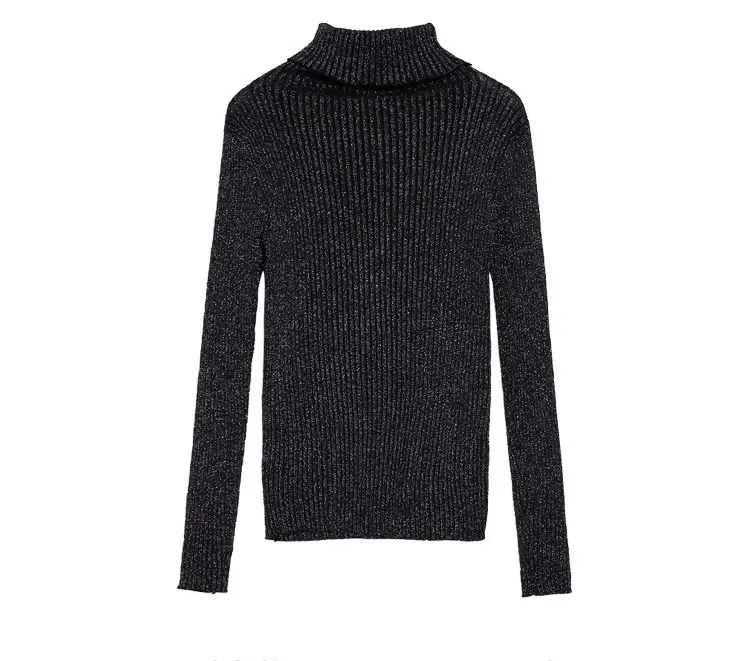 XITAO вязаный женский черный свитер модный осенний элегантный с высоким воротом облегающее повседневное богиня веер Повседневный свитер WLD2847